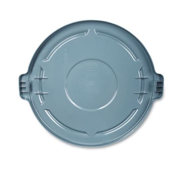 Brute Self-Draining Flat Top Lids For 10 Gal Round Brute Container, 15.91" Diameter, Gray, 6/Carton