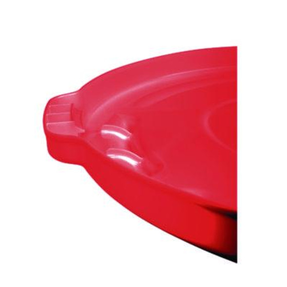 Brute Self-Draining Flat Top Lids For 32 Gal Round Brute Containers, 22.25" Diameter x 3"h, Red, 3/Carton