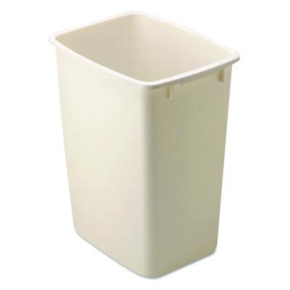 Open-Top Wastebasket, 9 Gal, Plastic, Bisque, 6/Carton