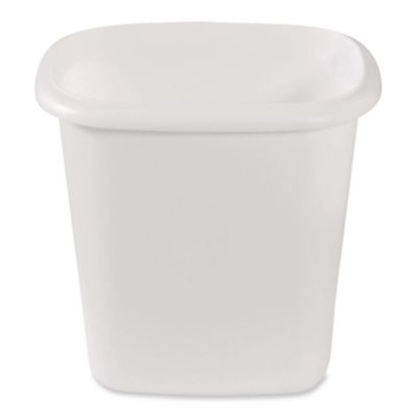 Open-Top Wastebasket, 6 Qt, Plastic, White, 6/Carton