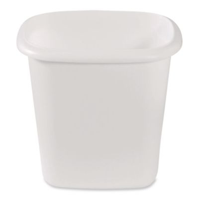 Open-Top Wastebasket, 6 Qt, Plastic, White, 6/Carton