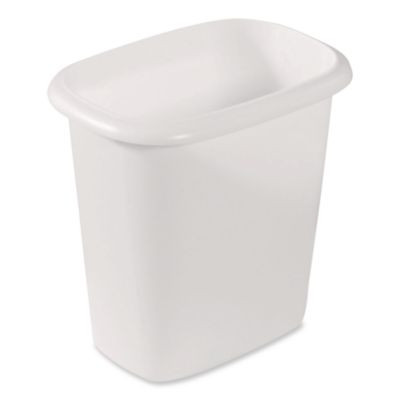 Open-Top Wastebasket, 6 Qt, Plastic, White, 6/Carton