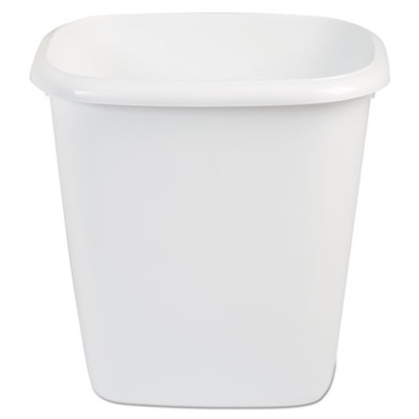 Open-Top Wastebasket, 14.4 Qt, Plastic, White, 6/Carton