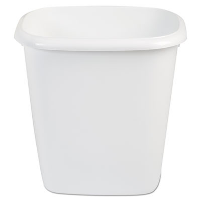 Open-Top Wastebasket, 14.4 Qt, Plastic, White, 6/Carton