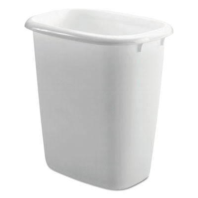 Open-Top Wastebasket, 14.4 Qt, Plastic, White, 6/Carton