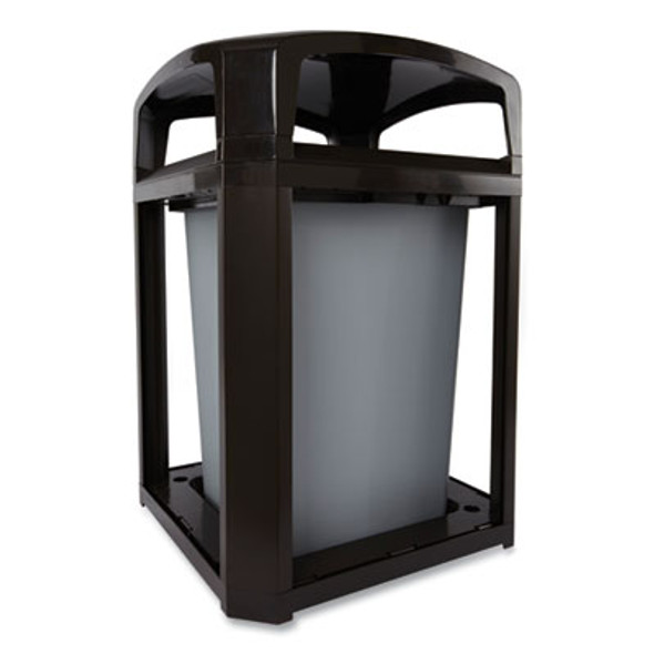 Landmark Series Classic Dome Top Container And Ashtray, 35 Gal, Resin, Black