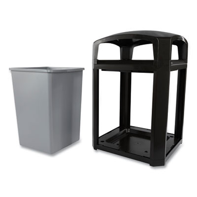 Landmark Series Classic Dome Top Container And Ashtray, 35 Gal, Resin, Black