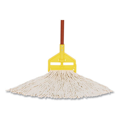 Cut-End Cotton Wet Mop Heads, Cotton/Plastic, White, 12/Carton