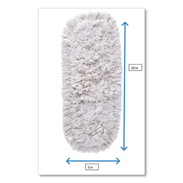 Kut-A-Way Dust Mop Head, Cotton, 24", White, 12/Carton