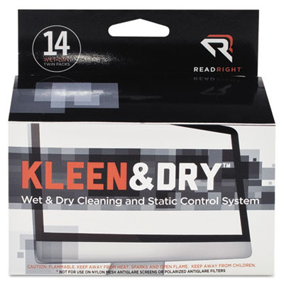 Two Step Screenkleen Wet And Dry Cleaning Wipes, 5 x 5, Unscented, 14/Box