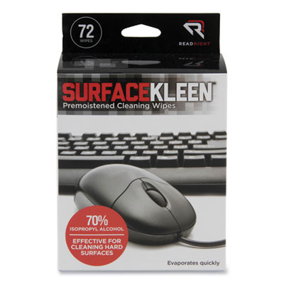 Surfacekleen Premoistened Alcohol Cleaning Wipes, 5 x 5, Individual Foil Packets, Unscented, White, 72/Box