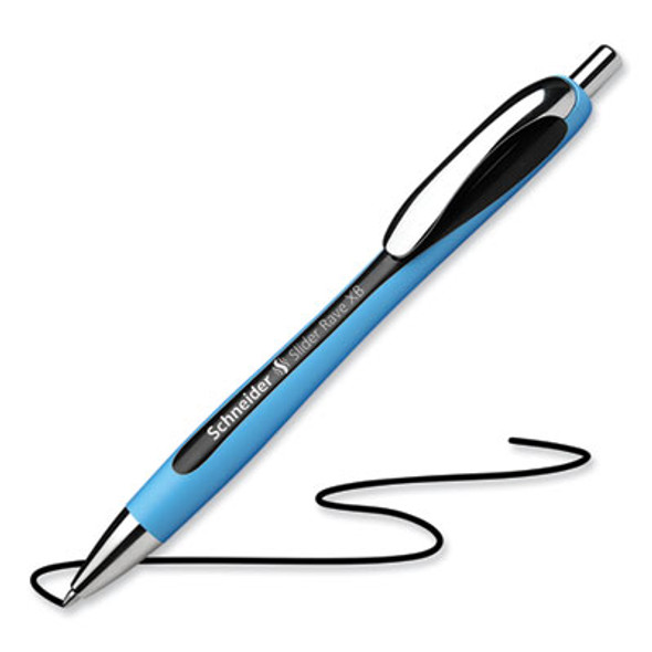 Slider Rave Xb Ballpoint Pen, Retractable, Extra-Bold 1.4 Mm, Black Ink, Black/Light Blue Barrel