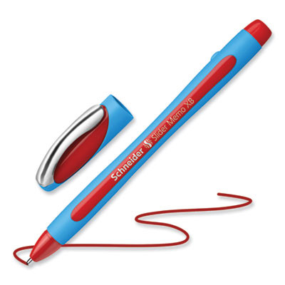 Slider Memo Xb Ballpoint Pen, Stick, Extra-Bold 1.4 Mm, Red Ink, Red/Light Blue Barrel, 10/Box
