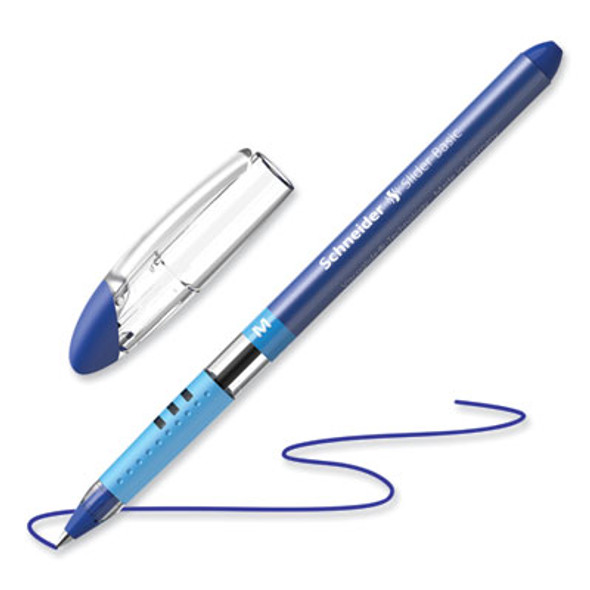 Slider Basic Ballpoint Pen, Stick, Medium 0.8 Mm, Blue Ink, Blue Barrel, 10/Box