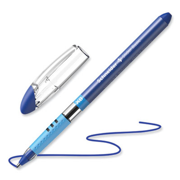 Slider Basic Ballpoint Pen, Stick, Extra-Bold 1.4 Mm, Blue Ink, Blue Barrel, 10/Box