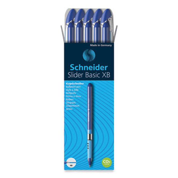Slider Basic Ballpoint Pen, Stick, Extra-Bold 1.4 Mm, Blue Ink, Blue Barrel, 10/Box
