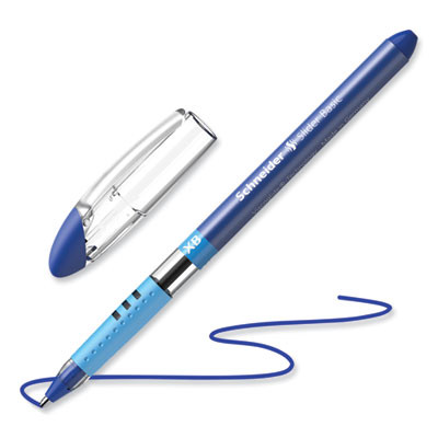 Slider Basic Ballpoint Pen, Stick, Extra-Bold 1.4 Mm, Blue Ink, Blue Barrel, 10/Box