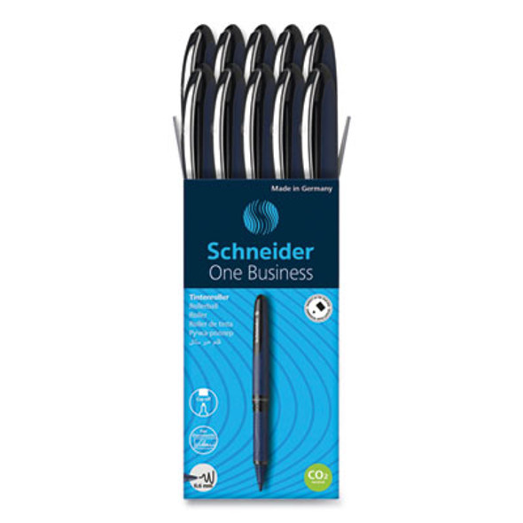 One Business Rollerball Pen, Stick, Fine 0.6 Mm, Black Ink, Dark Blue/Black Barrel, 10/Box