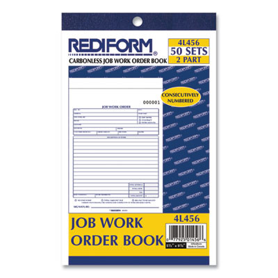 Job Work Order Book, Two-Part Carbonless, 5.5 x 8.5, 50 Forms Total
