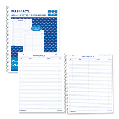 Wirebound Call Register, One-Part (No Copies), 11 x 8.5, 100 Forms Total