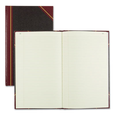 Texthide Eye-Ease Record Book, Black/Burgundy/Gold Cover, 14.25 X 8.75 Sheets, 300 Sheets/Book