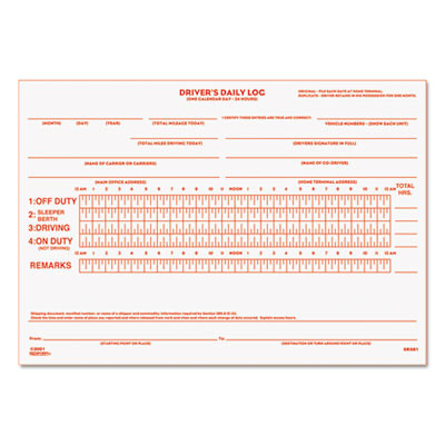 Driver's Daily Log Book With Daily Record And Hours Summary, Two-Part Carbonless, 7.88 x 5.5, 31 Forms Total
