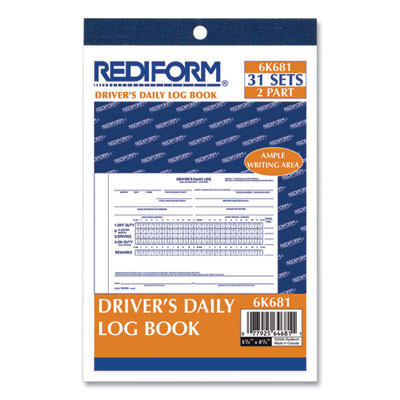 Driver's Daily Log Book With Daily Record And Hours Summary, Two-Part Carbonless, 7.88 x 5.5, 31 Forms Total