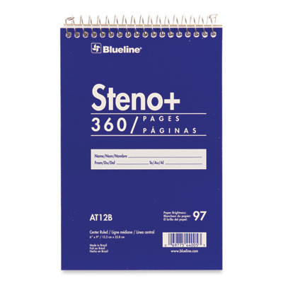 High-Capacity Steno Pad, Blue Cover, Medium/College Rule, (180) White 6 x 9 Sheets