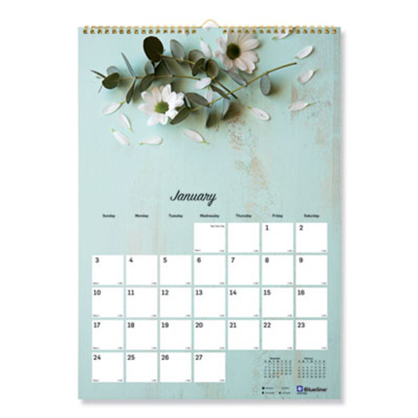Romantic Wall Calendar, Floral Photography, 12 x 17, White/Multicolor Sheets, 12-Month (Jan To Dec): 2026