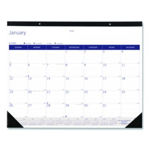 Duraglobe Monthly Desk Pad Calendar, 22 x 17, White/Blue/Gray Sheets, Black Binding/Corners, 12-Month (Jan To Dec): 2026