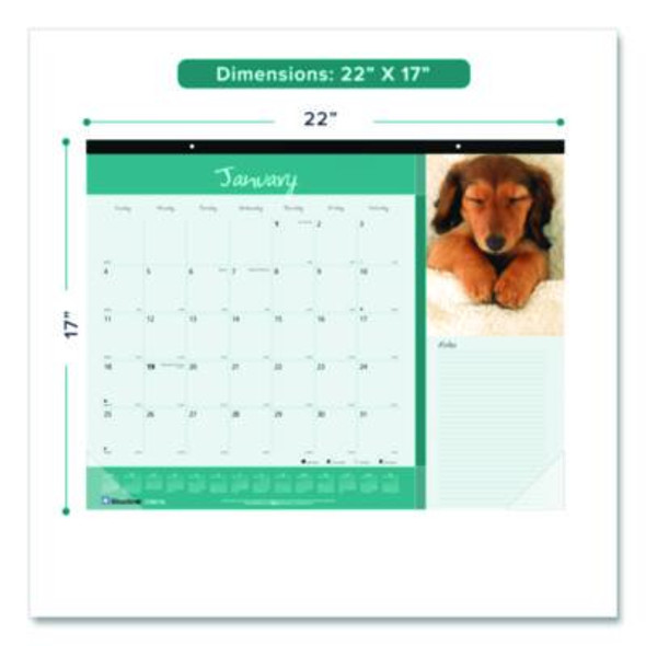 Pets Collection Monthly Desk Pad, Puppies Photography, 22 x 17, Black Binding, Clear Corners, 12-Month (Jan To Dec): 2026