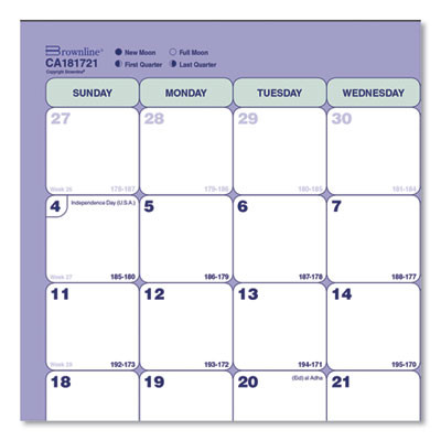 Academic 13-Month Binder-Insertable Desk Pad Calendar, 11 x 8.5, White/Blue/Green Sheets, 13-Month: July 2025 To July 2026