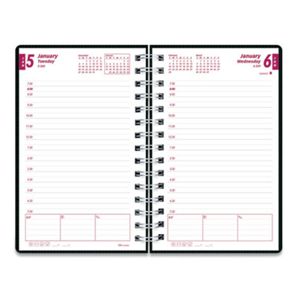 Duraflex Daily Planner, 8 x 5, Black Cover, 12-Month (Jan To Dec): 2026
