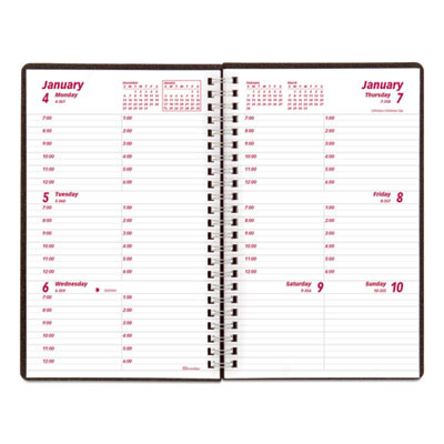 Duraflex Weekly Planner, 8 x 5, Black Cover, 12-Month (Jan To Dec): 2026