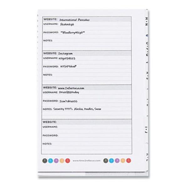 Pocket-Size Password Log Book, User-Name/Password Format, White/Red Cover, (60) 7 x 5.5 Sheets