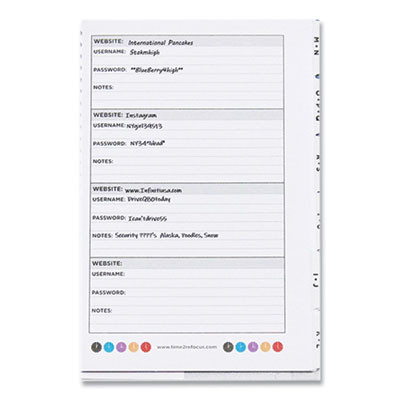Pocket-Size Password Keeper Log Book, User-Name/Password Format, White/Red Cover, (60) 7 x 5.5 Sheets