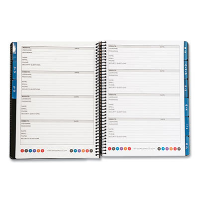 Executive Format Password Log Book, User-Name/Password Format, Black Cover, (72) 10 x 7.6 Sheets