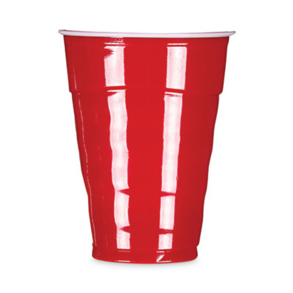 Easy Grip Disposable Plastic Party Cups, 18 Oz, Red, 50/Pack, 8 Packs/Carton