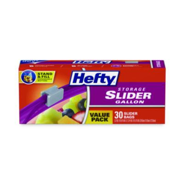 Slider Stand And Fill Food Storage Bags, Gallon, 10.56" x 11", Clear, 30 Bags/Box, 9 Boxes/Carton