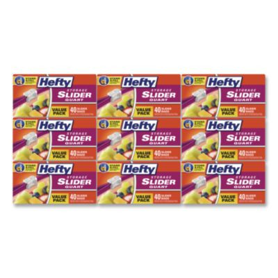 Slider Stand And Fill Food Storage Bags, Quart, 8" x 7", Clear, 40 Bags/Box, 9 Boxes/Carton