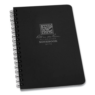 All-Weather Wire-O Notebook, 1-Subject, Universal: Narrow Rule And Quadrille Rule, Black Cover, (32) 7 x 4.63 Sheets