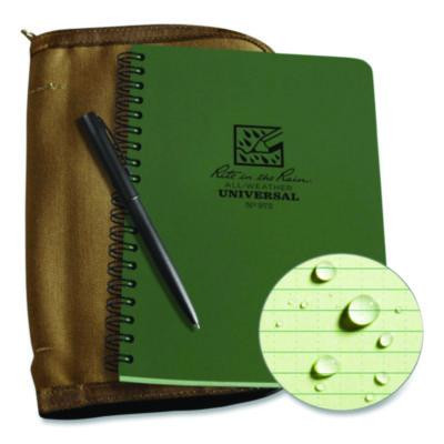 All-Weather Wire-O Notebook, 1-Subject, Universal: Narrow Rule And Quadrille Rule, Dark Green Cover, (32) 7 x 4.63 Sheets