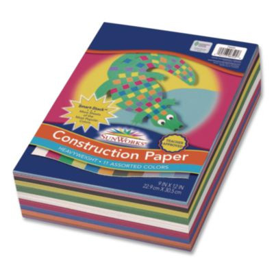 Vibrant Art Heavyweight Construction Paper, 76 Lb Text Weight, 9 x 12, Assorted Colors, 500/Pack