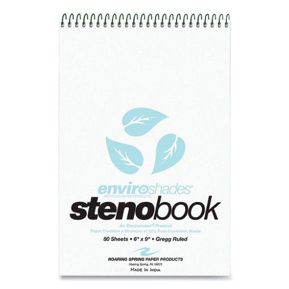 Enviroshades Steno Notepad, White Cover, Gregg Rule, (80) Blue 6 x 9 Sheets, 4/Pack