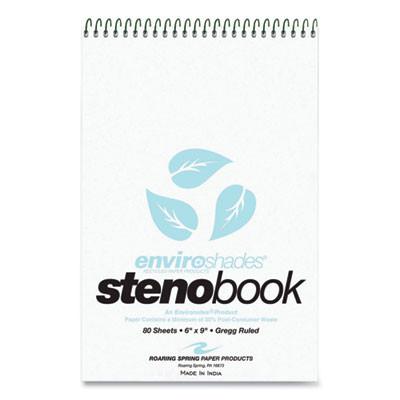 Enviroshades Steno Notepad, White Cover, Gregg Rule, (80) Blue 6 x 9 Sheets, 4/Pack