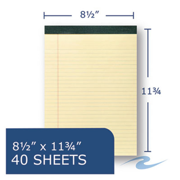Recycled Legal Pad, Wide/Legal Rule, 40 Canary-Yellow 8.5 X 11 Sheets, Dozen