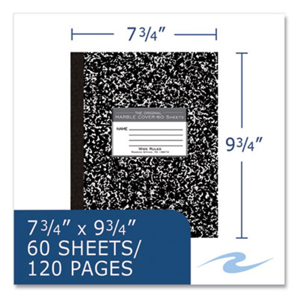 Marble Cover Composition Book, Wide/Legal Rule, Black Marble Cover, (60) 10 x 8 Sheets