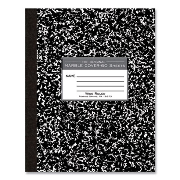 Marble Cover Composition Book, Wide/Legal Rule, Black Marble Cover, (60) 10 x 8 Sheets