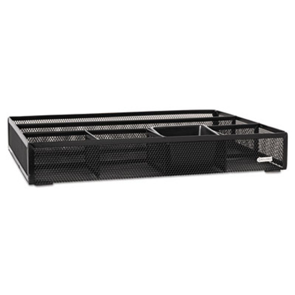 Metal Mesh Deep Desk Drawer Organizer, Six Compartments, 15.25 X 11.88 X 2.5, Black