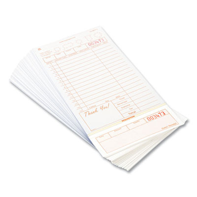 Guest Check Loose-Pack Refill, 15 Lines, Three-Part Carbonless, 4.2 x 8.5, 200 Forms/Pad, 10 Pads/Carton